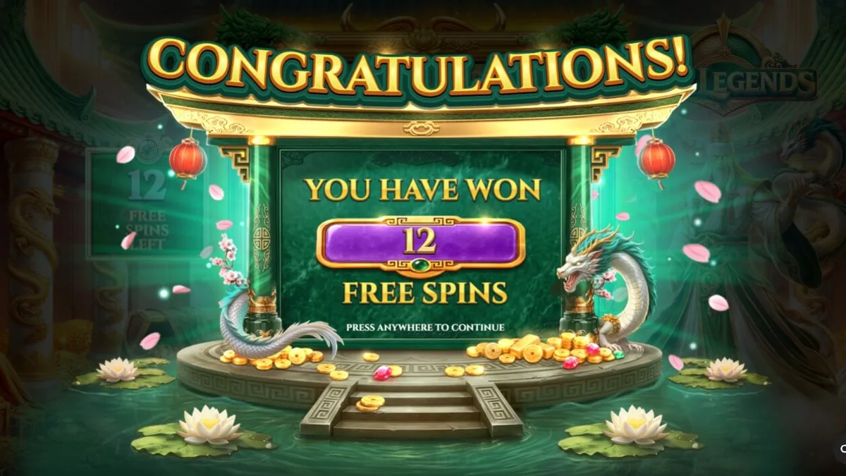 Tampilan visual slot Jade Legends dengan tema naga dan permata